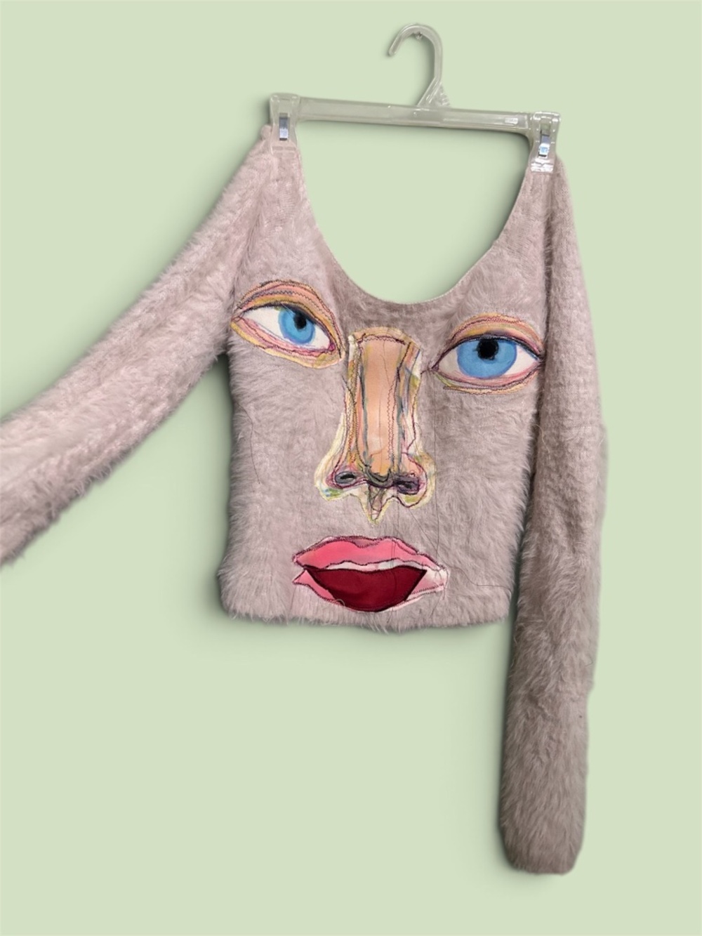 Bubblegum face fuzzy sweater